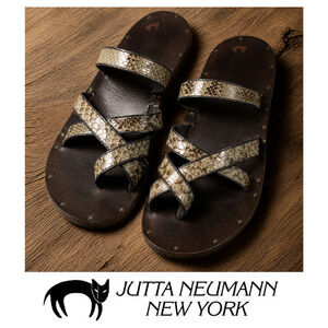 Jutta Neumann New York Helios Sandals Sz 11 Snake Print Leather Handmade Artisan